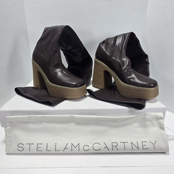 Stella McCartney Skyla Stretch Alter Mat Dark Brown Over-the-Knee Boots Size 7 - Picture 2 of 16